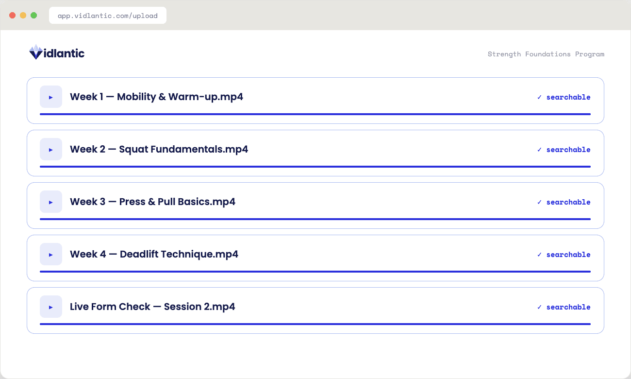 Vidlantic library — every video indexed and searchable